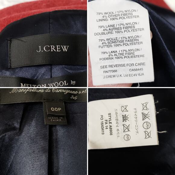 J. Crew Melton Wool Boyfriend Topcoat Red Size 00P - Picture 12 of 16